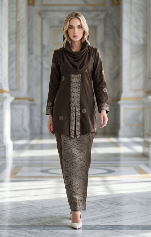 SEROJA KEBAYA | DARK RICH BROWN SILVER