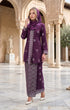 woman wearing baju kebaya songket bunga tabur magenta silver showing full outfit
