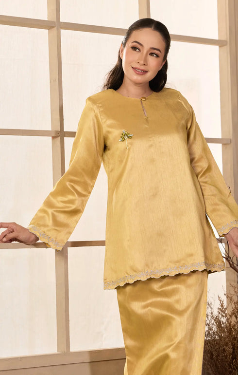 Sophia Kurung Kedah mustard front view
