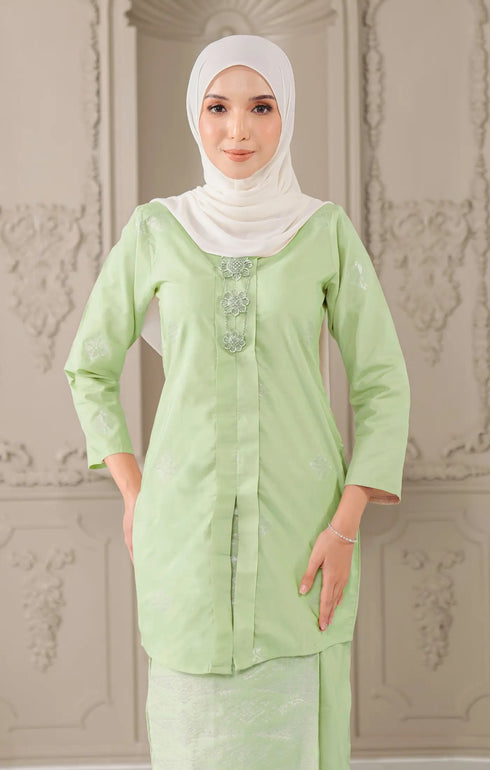 teja kebaya moden green silver 3