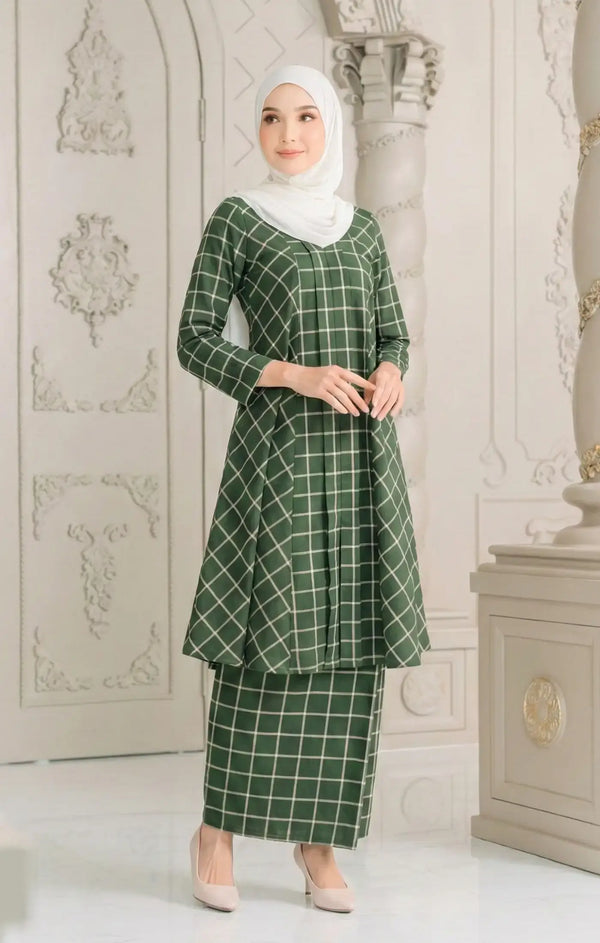 LIYANA KEBARUNG LINEN | EMERALD GREEN CHECK D4-1