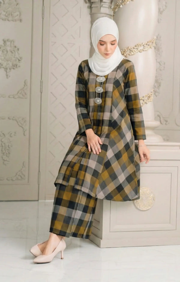 LIYANA KEBARUNG LINEN | MUSTARD CHECK D6-3