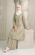 Model wearing view Liyana 2.0 Kebarung Linen Nude Stripe D5-2