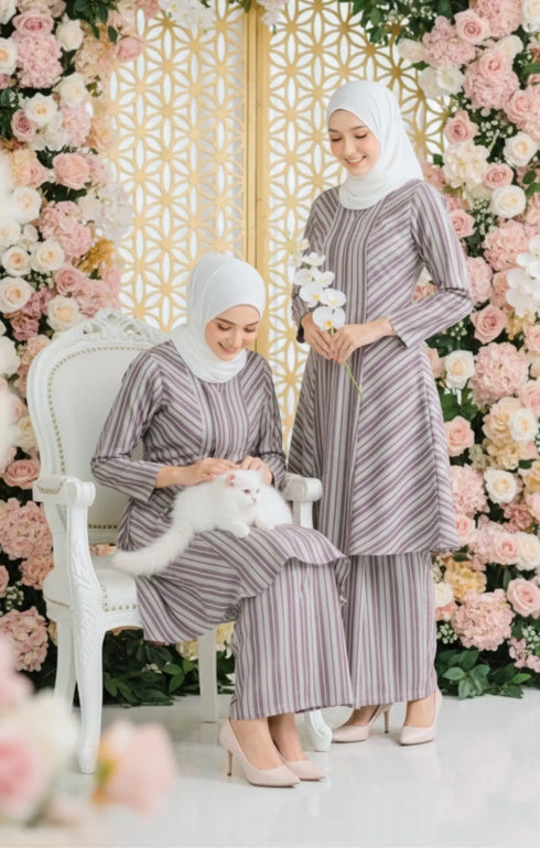 Stylish Liyana 2.0 Kebarung Linen Dusty Pink Stripe D3‑1 displaying overall styling and drape
