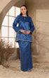 Elegant teal blue Kurung Kedah outfit