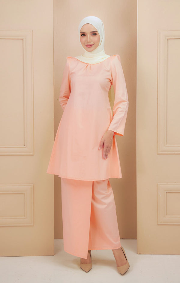 baju kurung warna peach