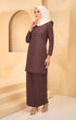 Kuntum Kurung Moden Plain | Chocolate