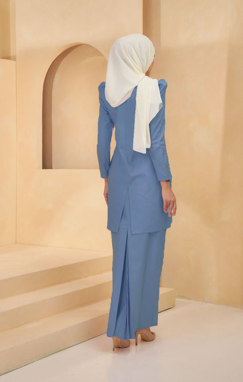 Kuntum Kurung Moden Plain | Dusty Blue