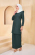 Kuntum Kurung Moden Plain | Dark Emerald Green