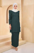 Kuntum Kurung Moden Plain | Dark Emerald Green