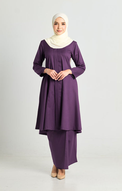 Model View Kebarung Klasik Dark Purple flat lay showing full kebarung shape and design