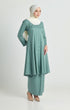 Side view Kebarung Klasik Sage Green highlighting long straight sleeve and silhouette