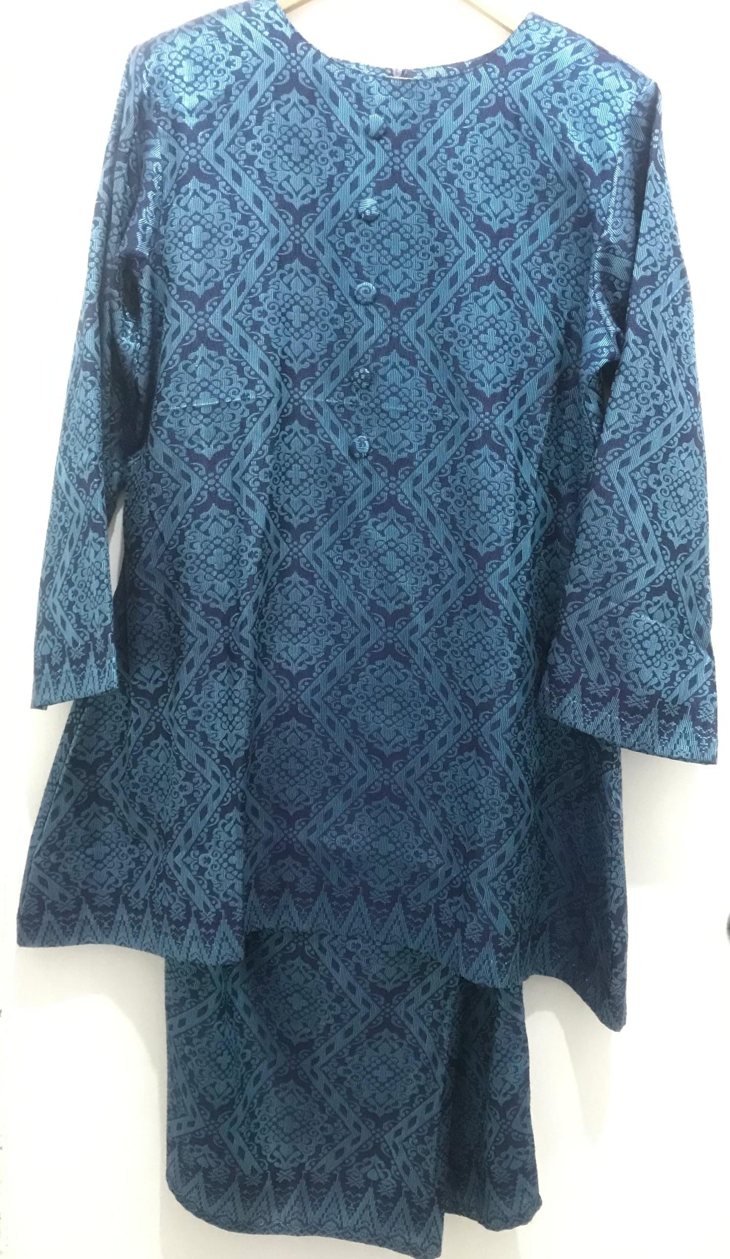 Rabai Kurung Riau Songket | Smokey Blue Turqoise