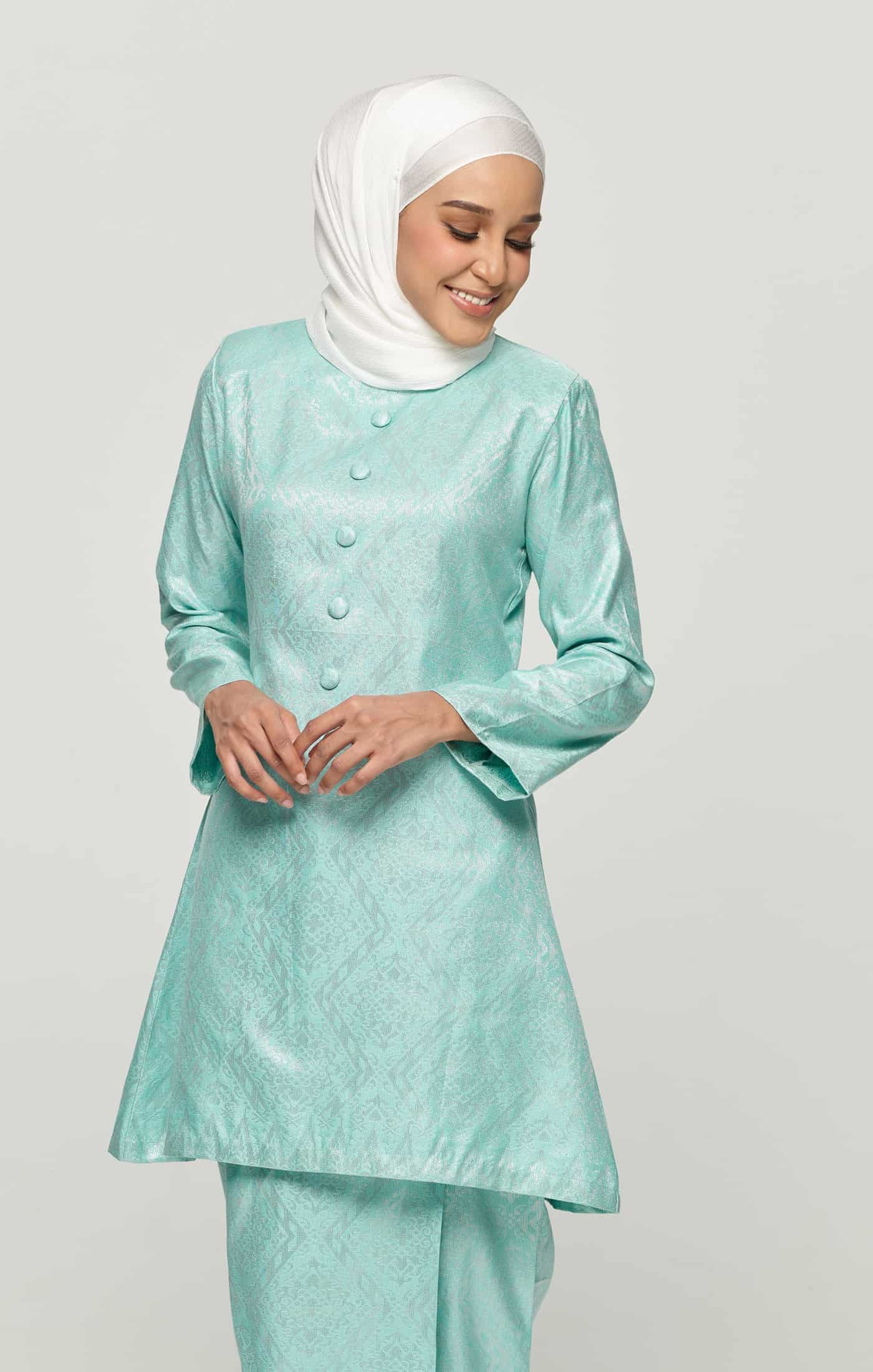 Rabai Kurung Riau Songket | Baby Mint Silver