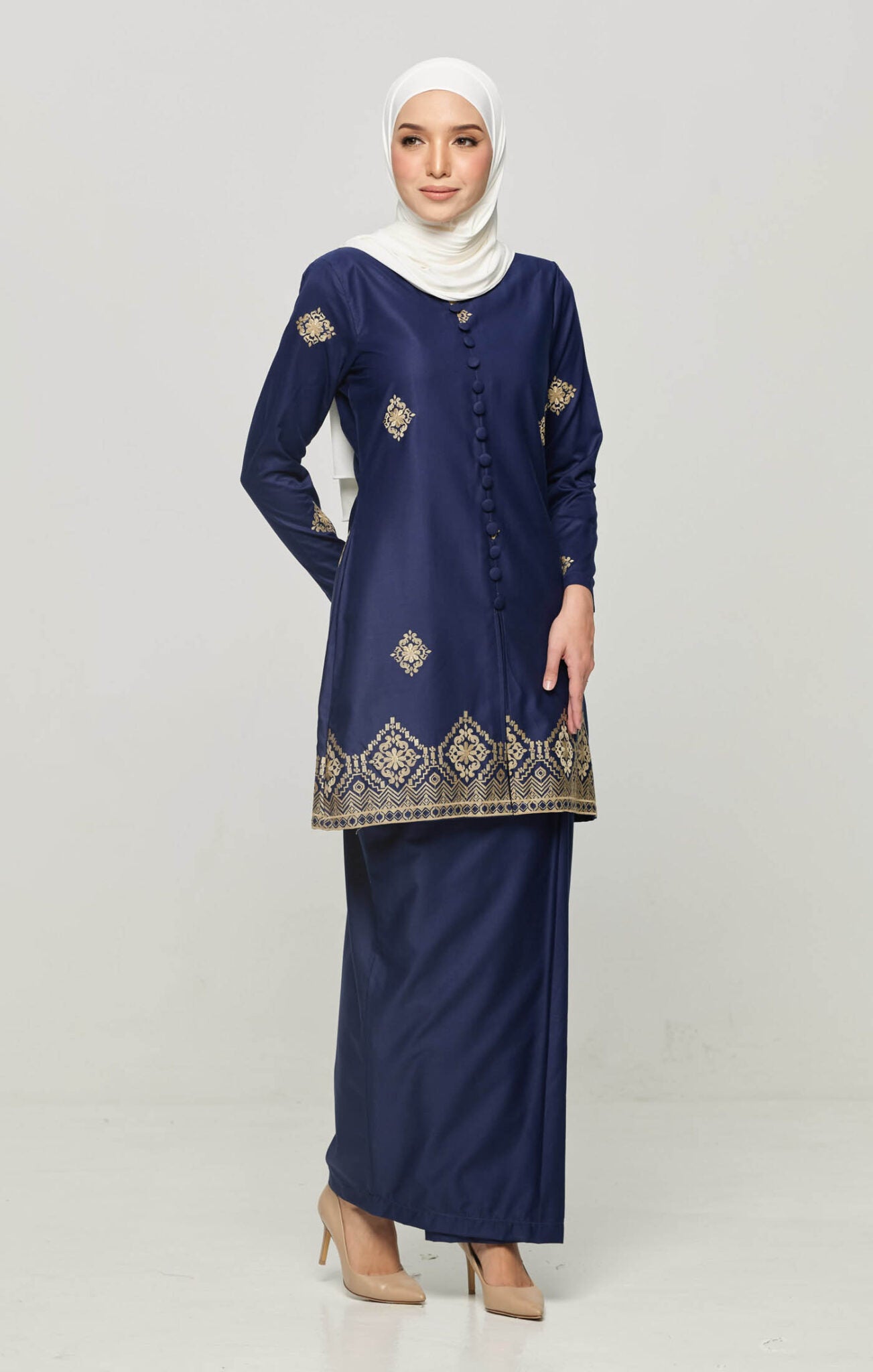 Reqa Kurung Riau Sulam | Blue Black