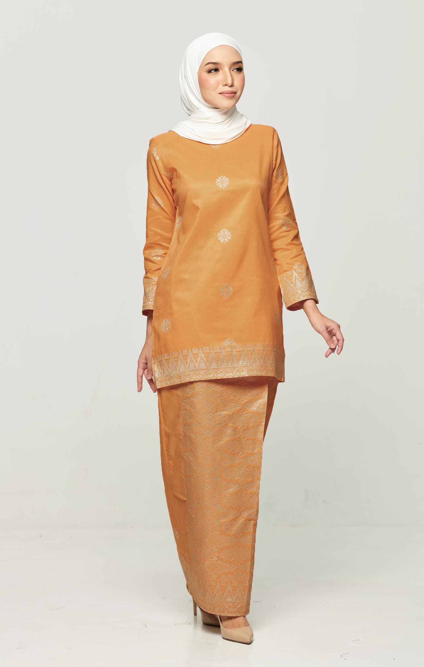 Riza Kurung Moden | Mustard Silver