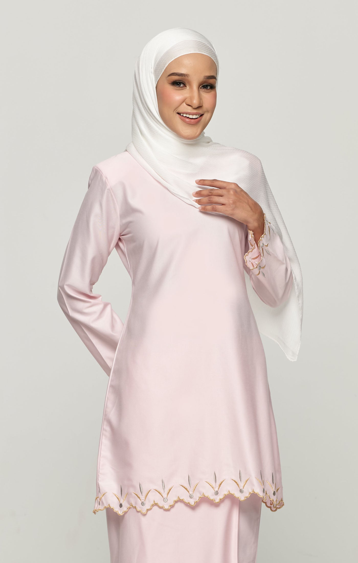 Tulip Kurung Riau Sulam | Baby Pink