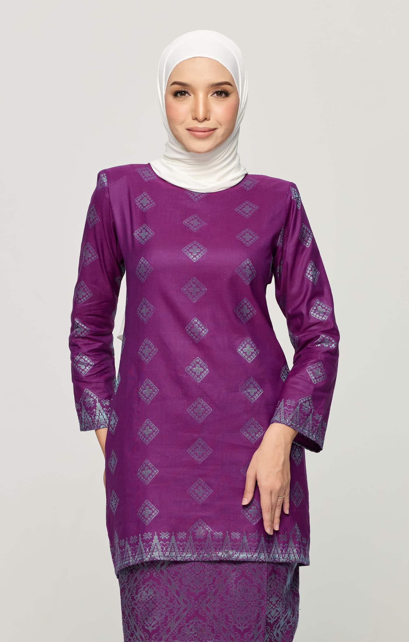 Leeza Kurung Moden Songket | Pink Magenta Blue