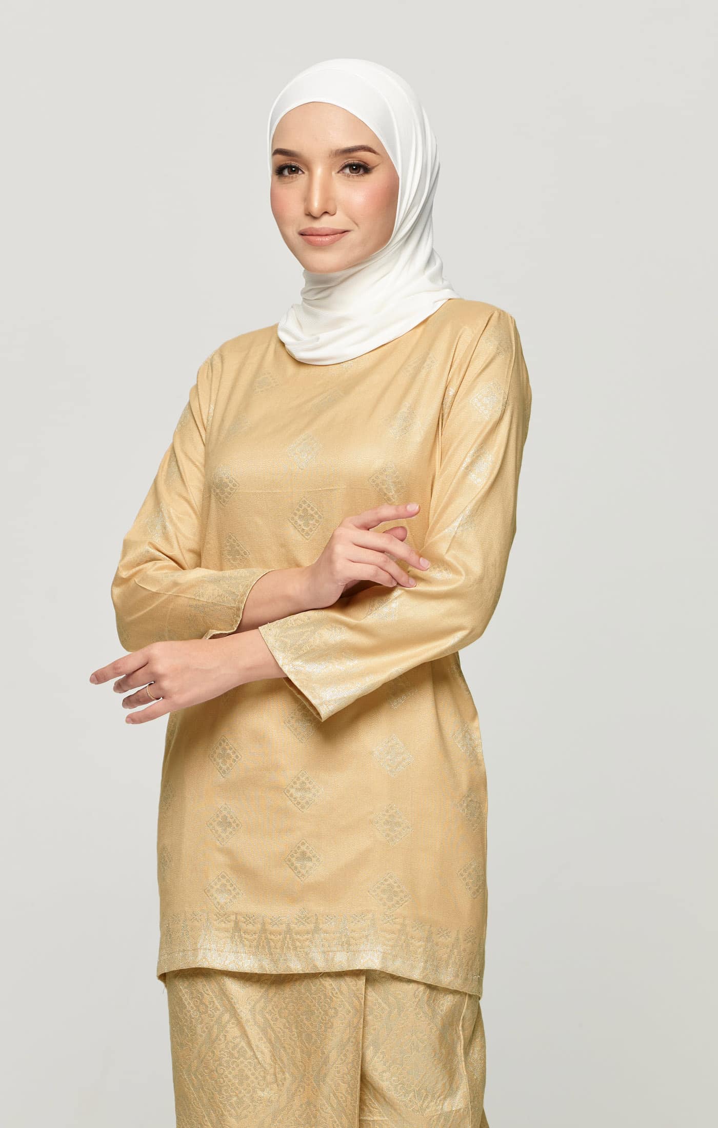 Leeza Kurung Moden Songket | Khaki Silver