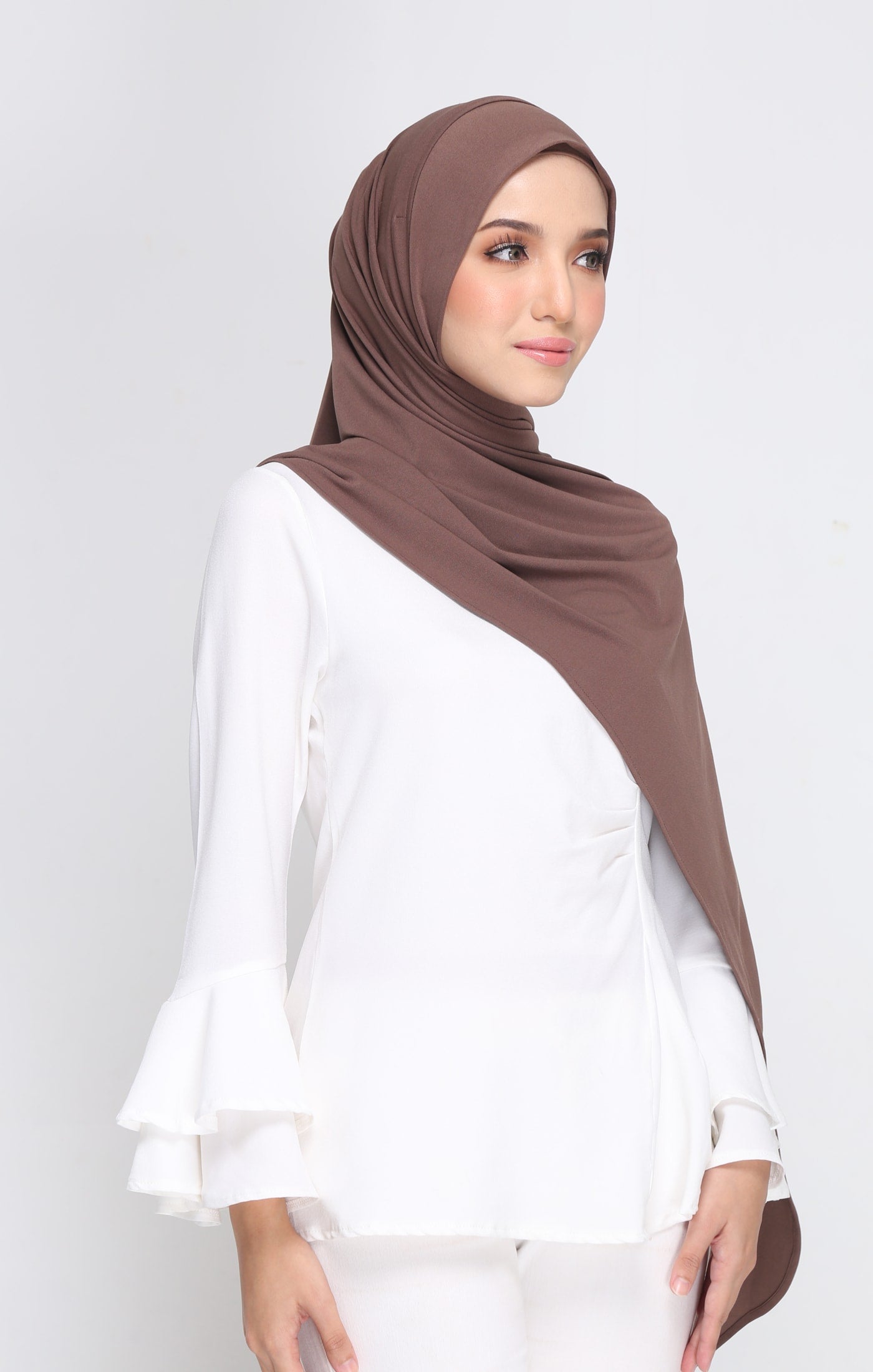 Slit Instant Shawl | Smokey Brown