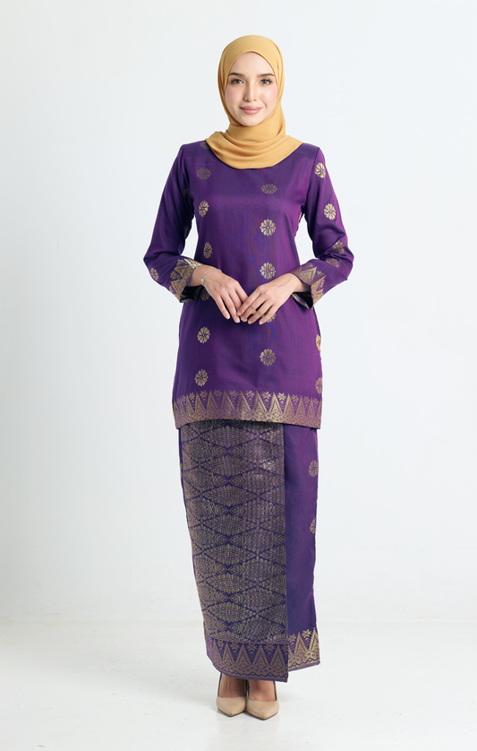Riza Kurung Moden | Purple Gold
