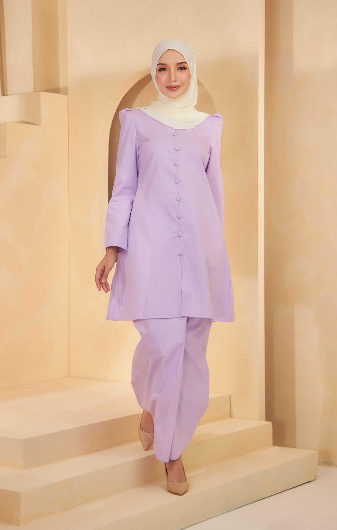 fesyen baju kurung kedah light purple