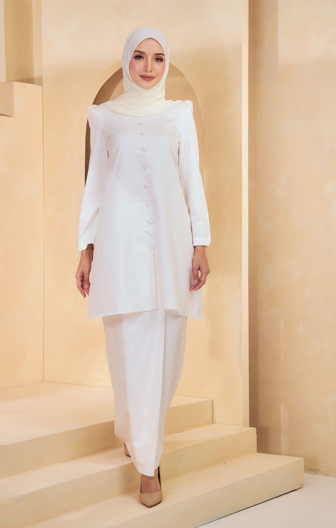 fashion baju kedah white dress