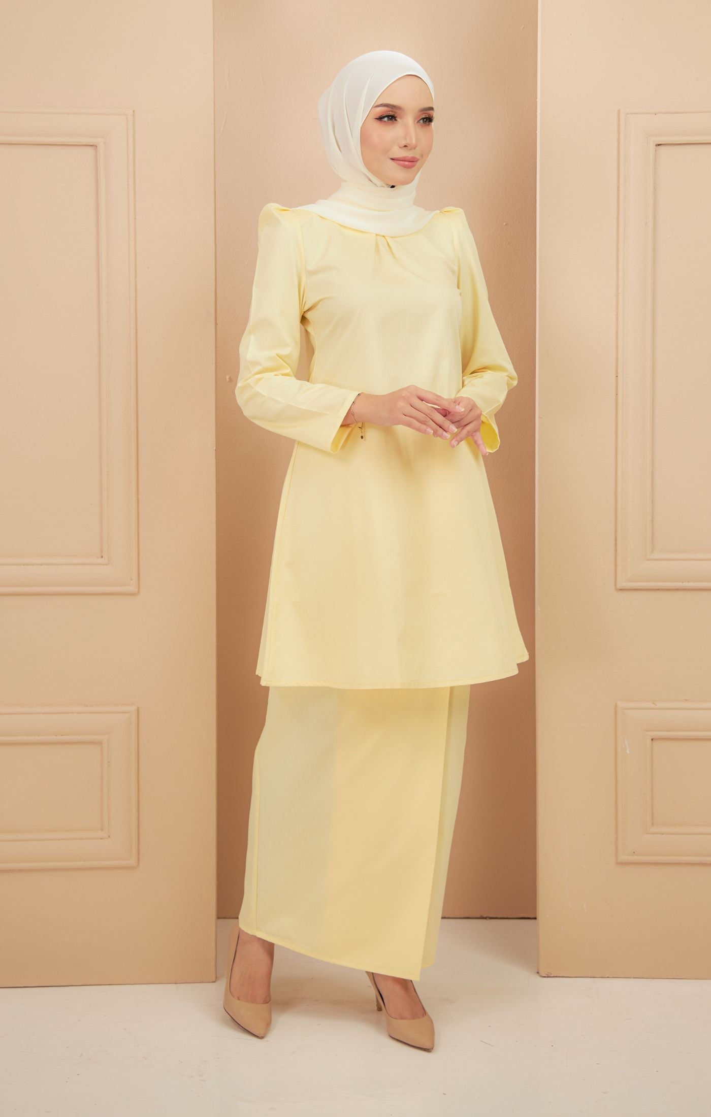 soft yellow plain dress
