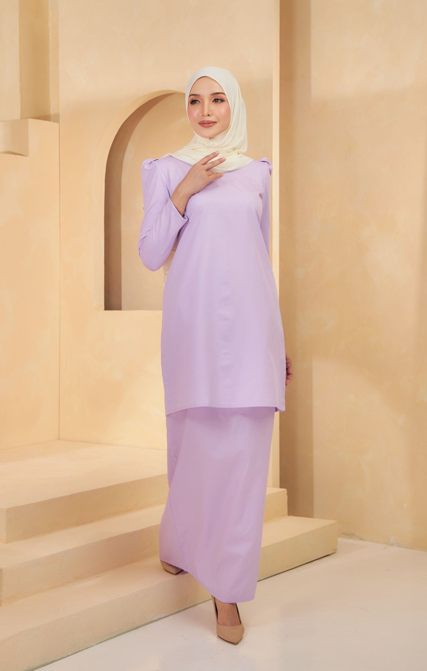 light purple baju kurung dress