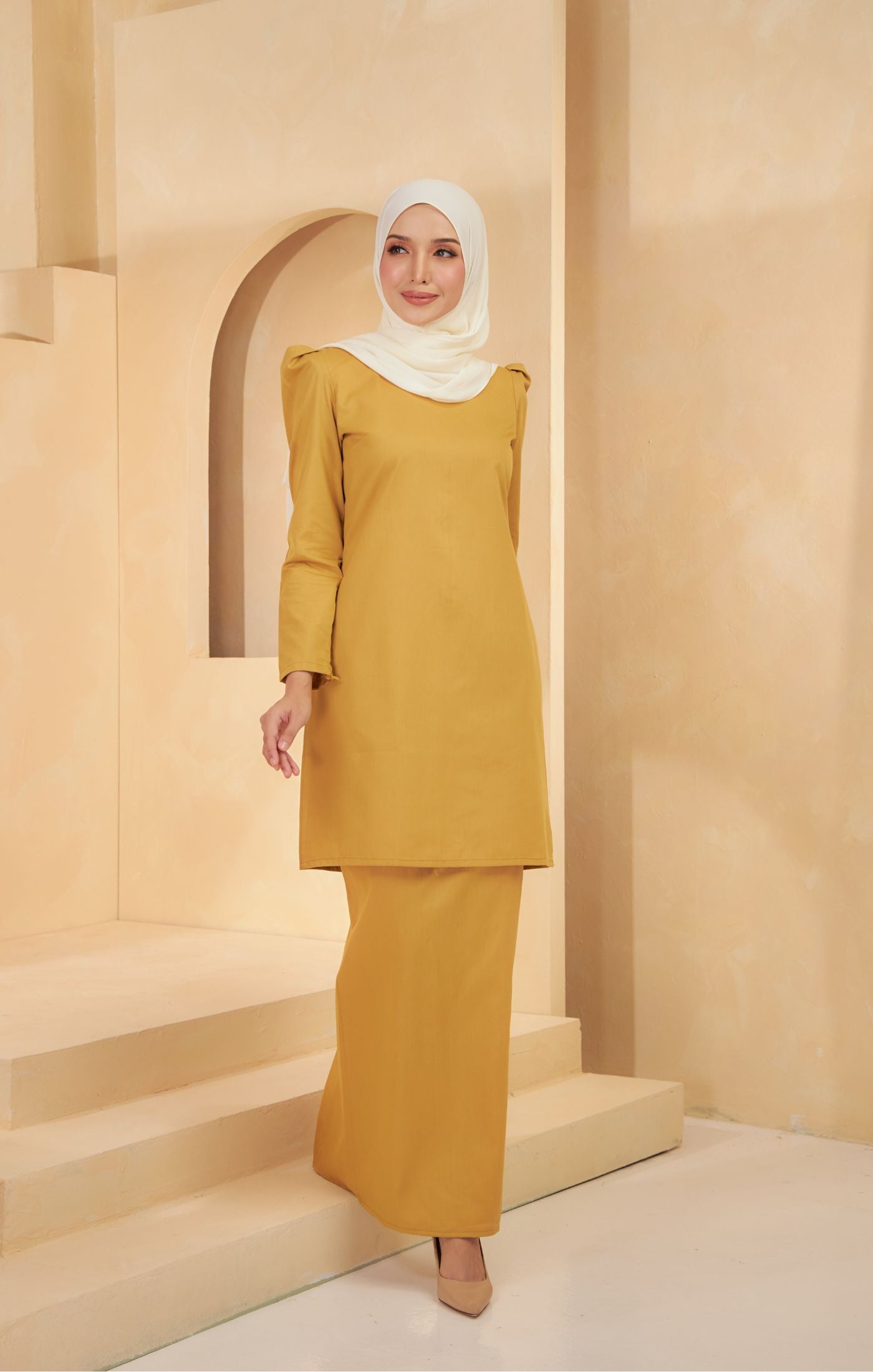 baju kurung moden mustard colour