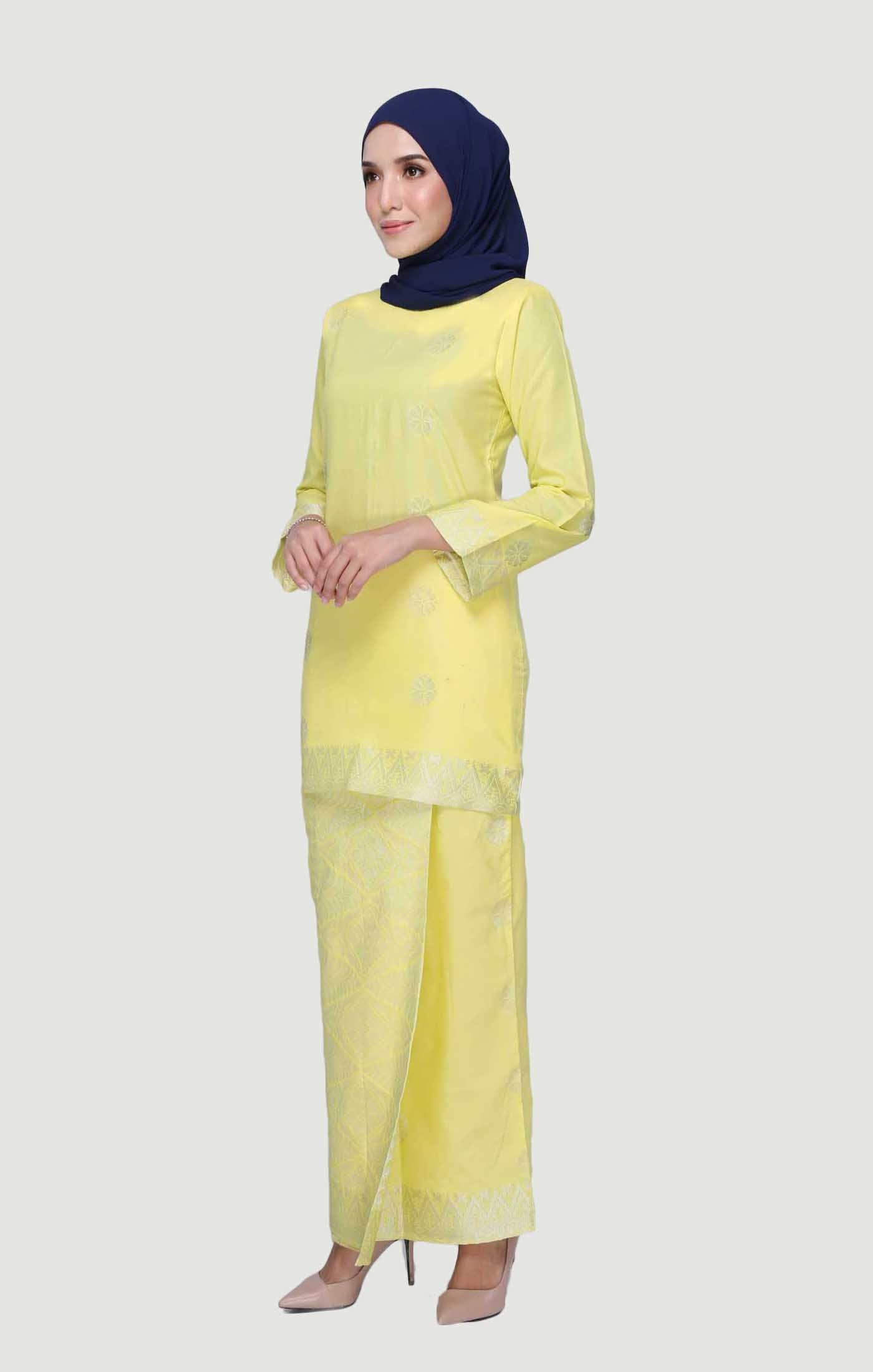 Riza Baju Kurung Moden Songket | Yellow Silver