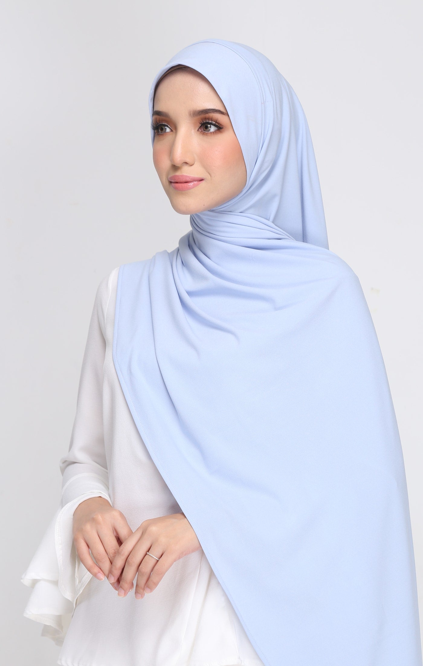 Slit Instant Shawl | Baby Blue