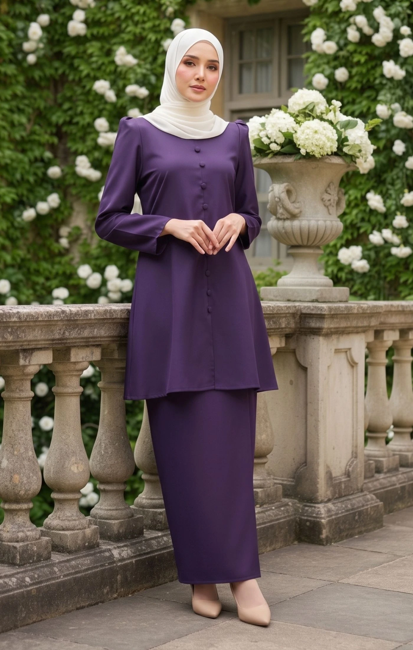 Delisa 2.0 Kurung Riau Plain | Dark Purple