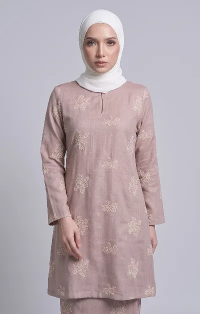 Hazel Baju Kurung Riau Sulam | Rose Gold