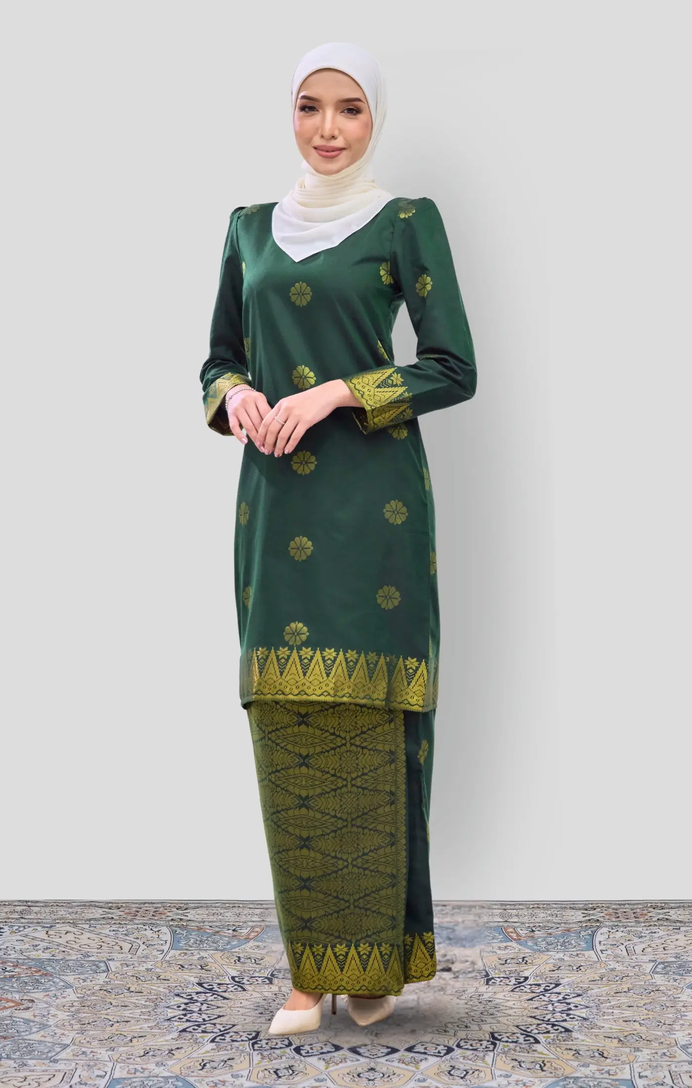 Riza 2.0 Kurung Moden | Emerald Green Gold