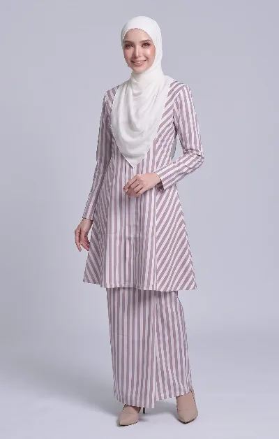 Ryma Baju kebarung Stripe | Dusty Pink