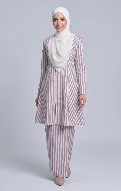 Ryma Baju kebarung Stripe | Dusty Pink