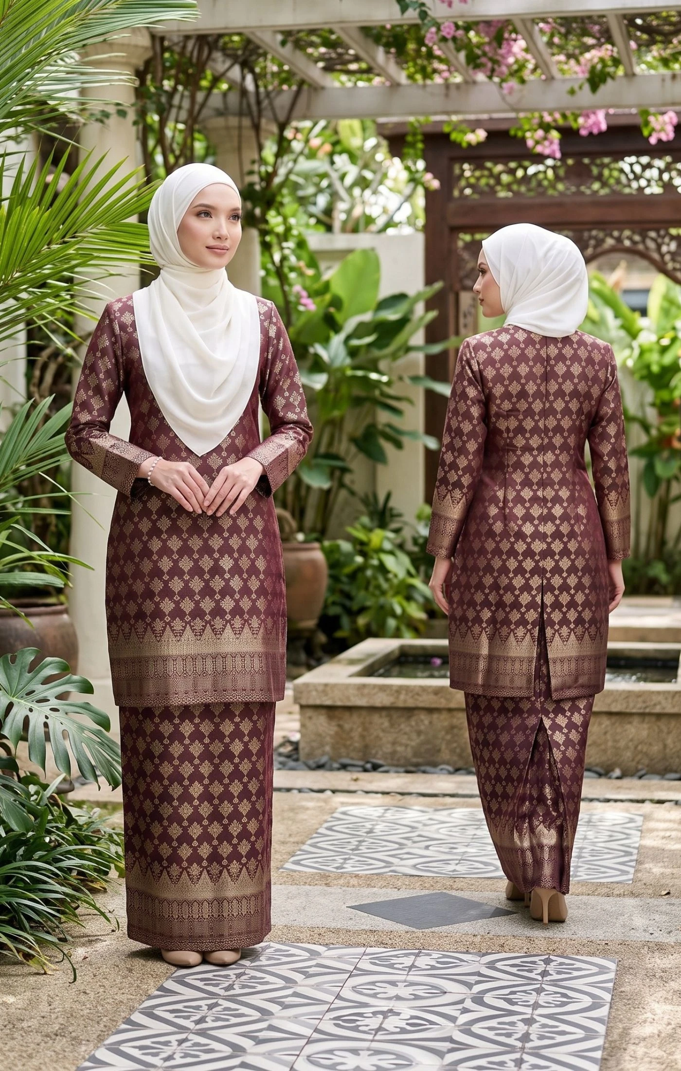 Serra Baju Kurung Moden | Burgundy — alternate view