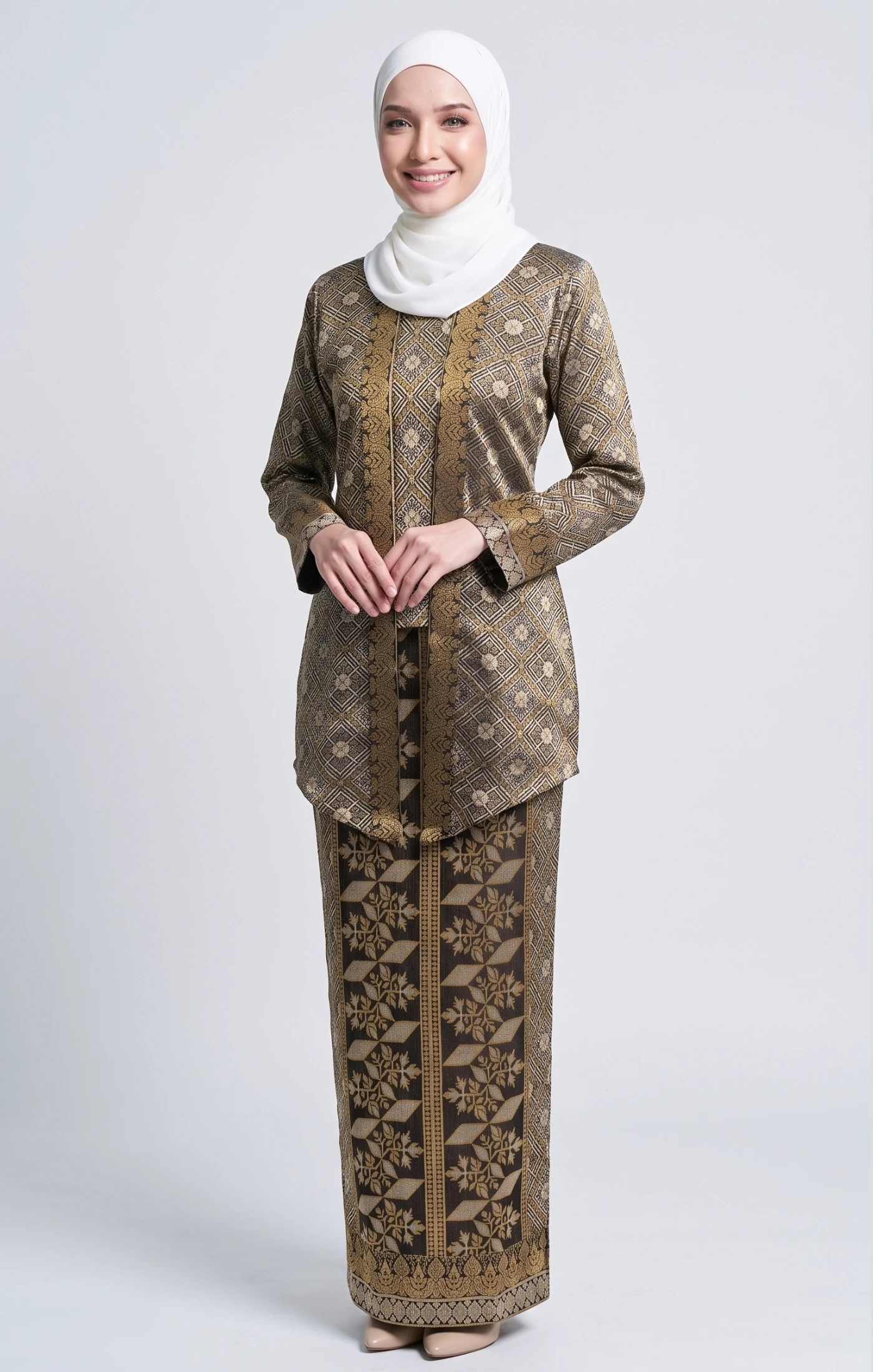 TUN TEJA BAJU KEBAYA KUTUBARU BROCADE | BLACK GOLD