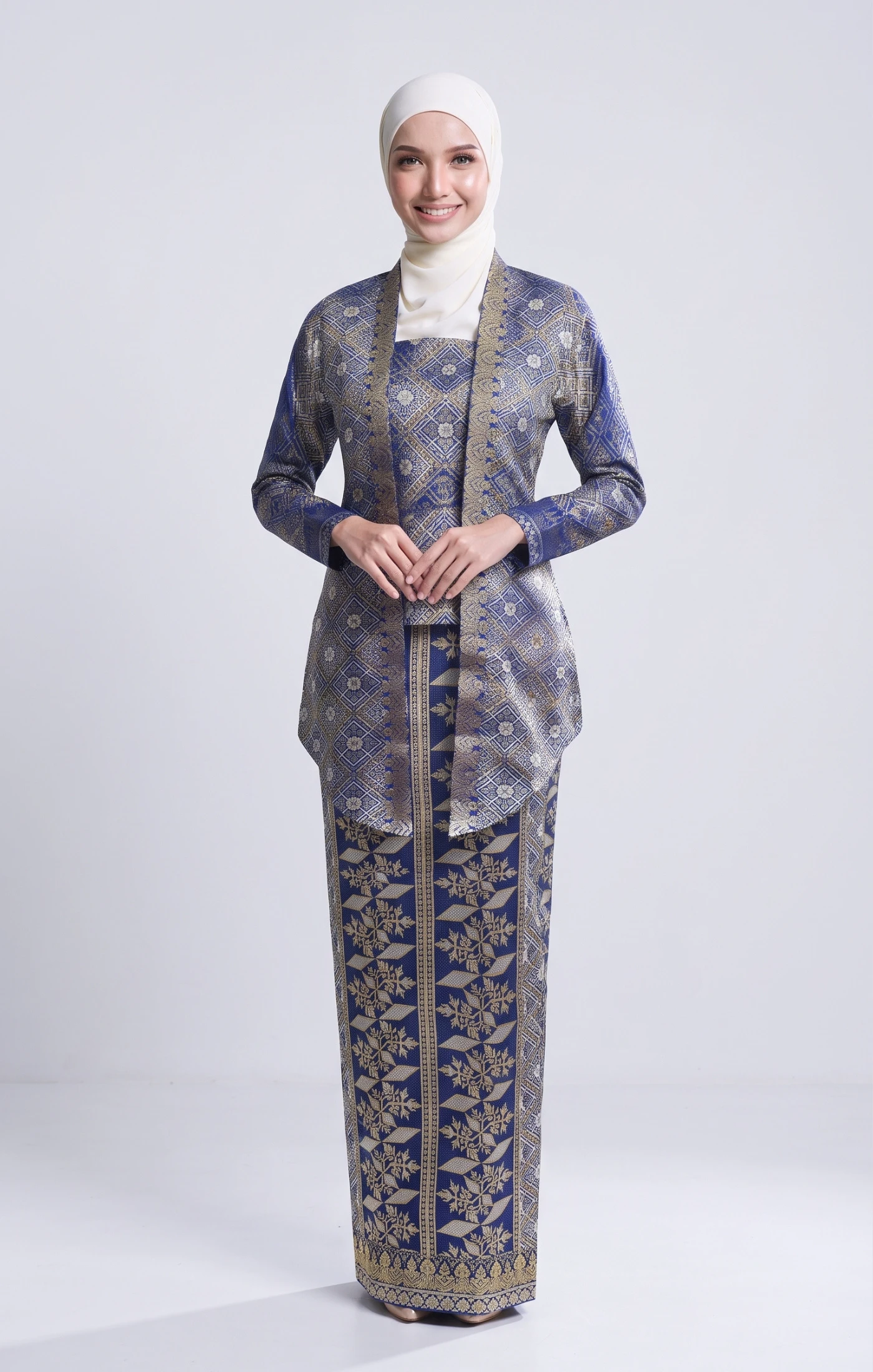 TUN TEJA BAJU KEBAYA KUTUBARU BROCADE | BLUE BLACK GOLD
