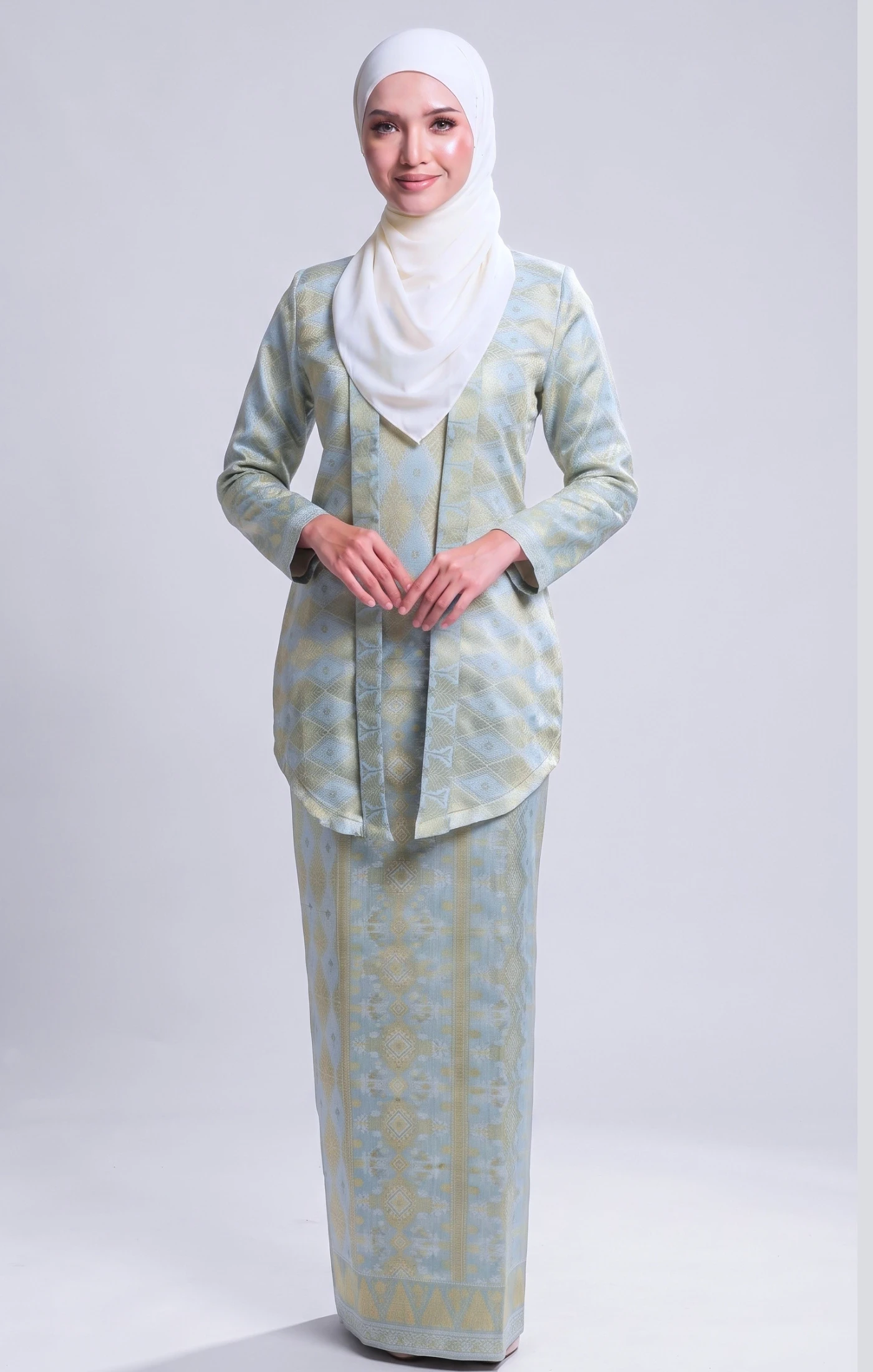 TUN TEJA BAJU KEBAYA KUTUBARU BROCADE | MINT GREEN GOLD
