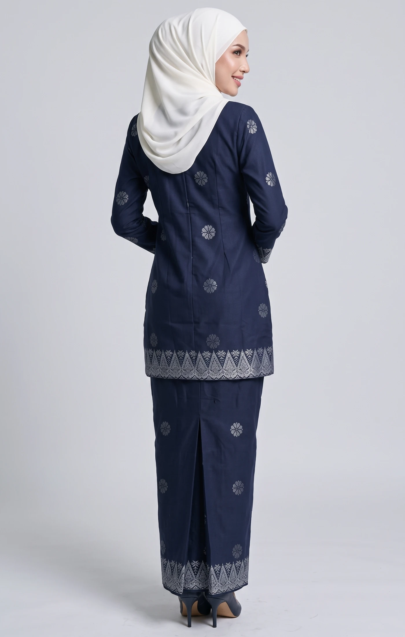 Defect-Himani Baju Kurung Moden | BLUE BLACK SILVER — alternate view
