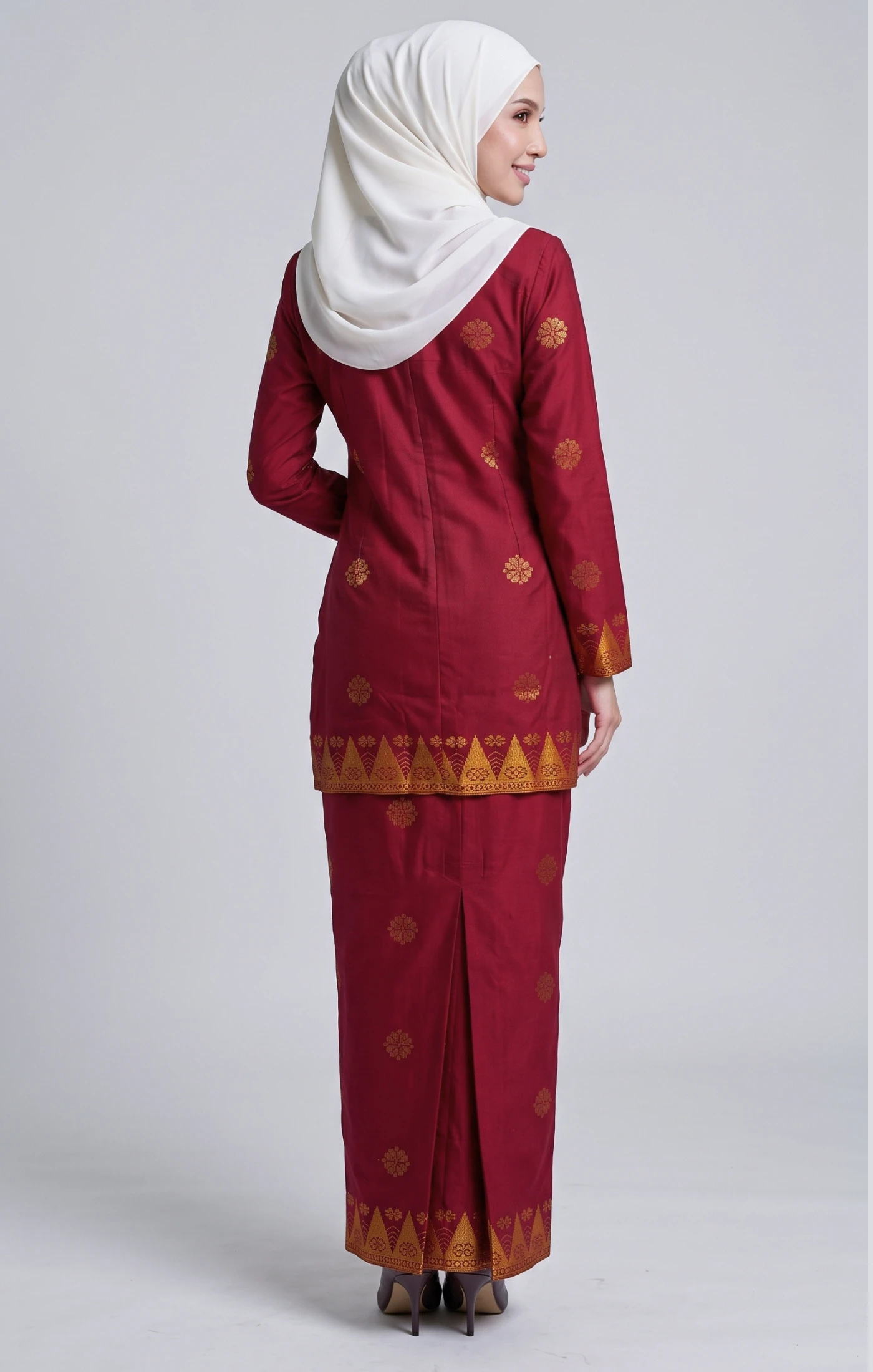Defect-Himani Baju Kurung Moden | RED CHILLI GOLD — alternate view
