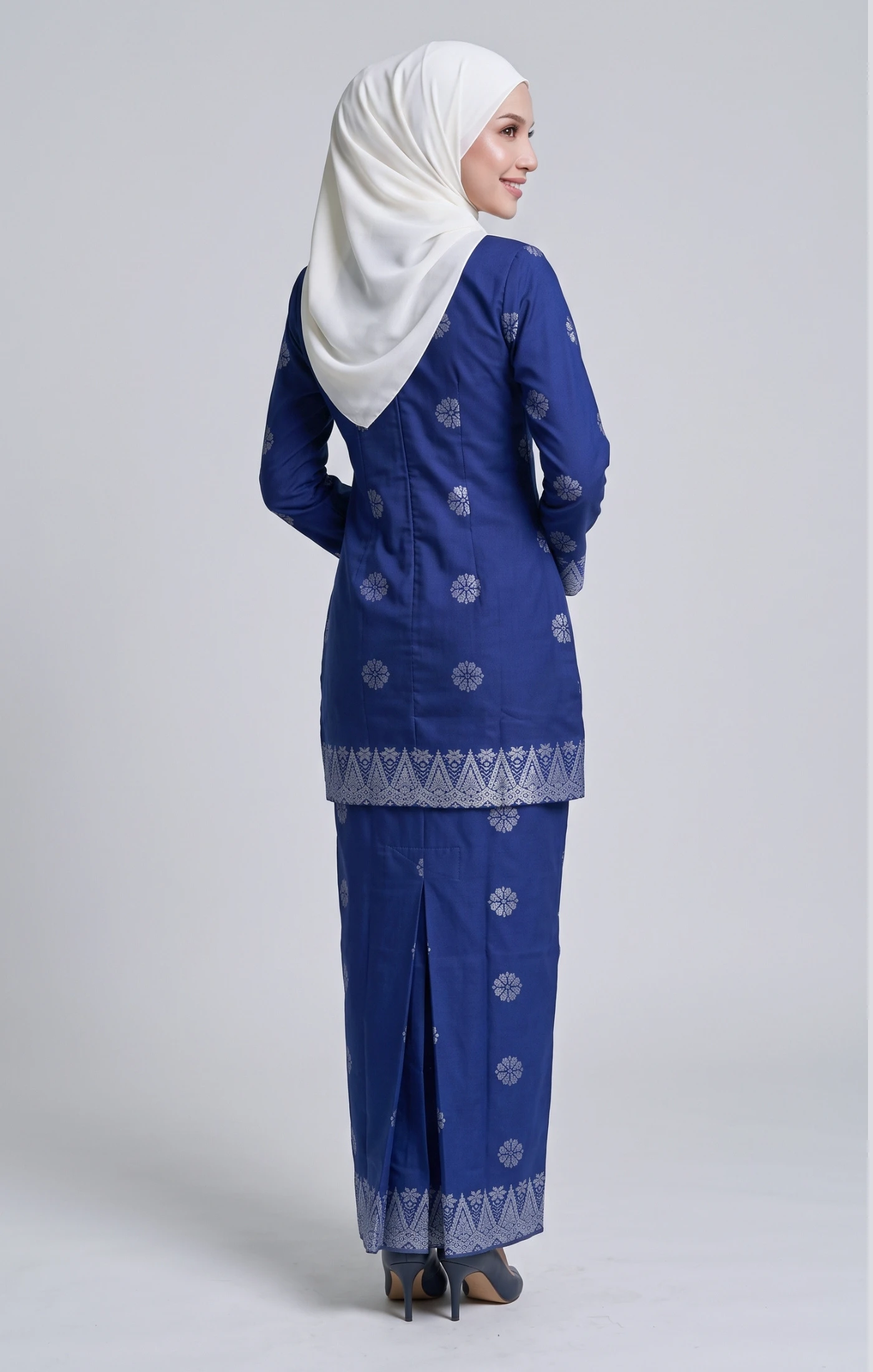 Defect-Himani Baju Kurung Moden | ROYAL BLUE SILVER — alternate view