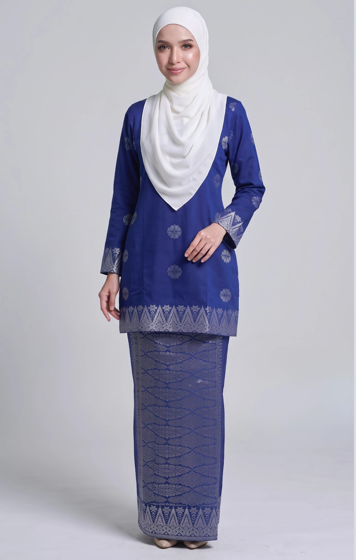 Defect-Himani Baju Kurung Moden | ROYAL BLUE SILVER