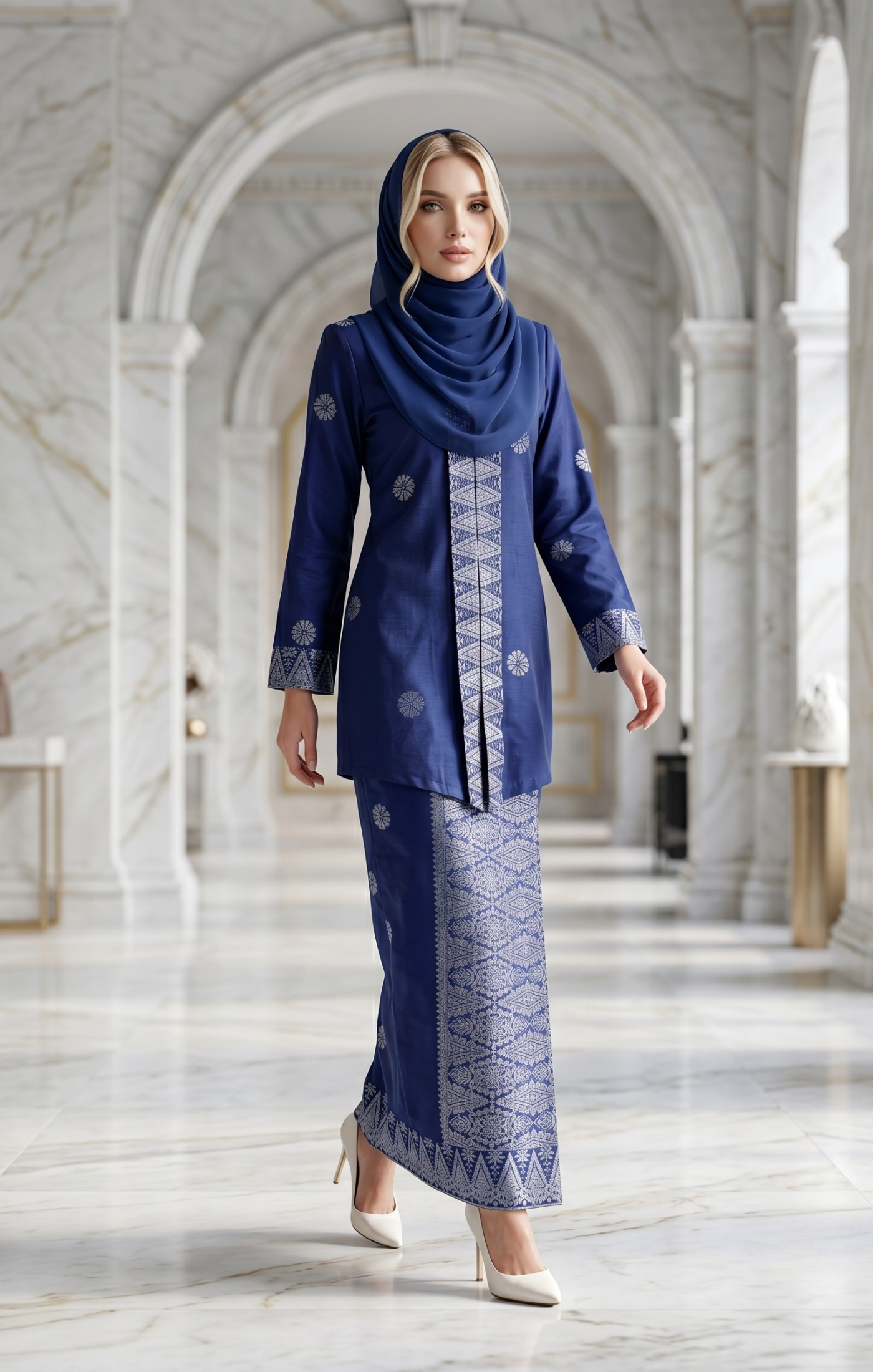 SEROJA KEBAYA | DARK ROYAL BLUE SILVER