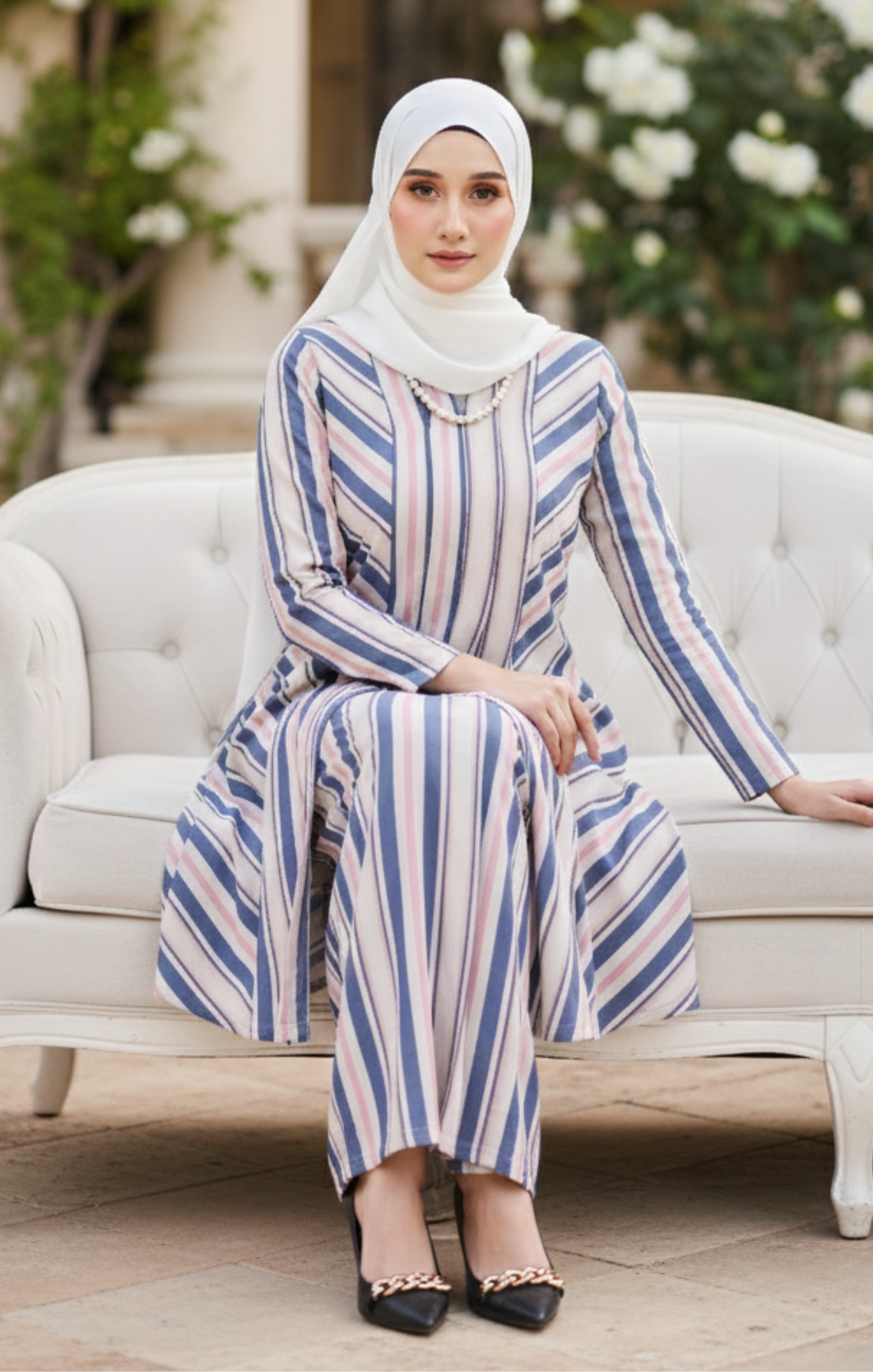 LIYANA 2.0 KEBARUNG LINEN | DUSTY BLUE WHITE
