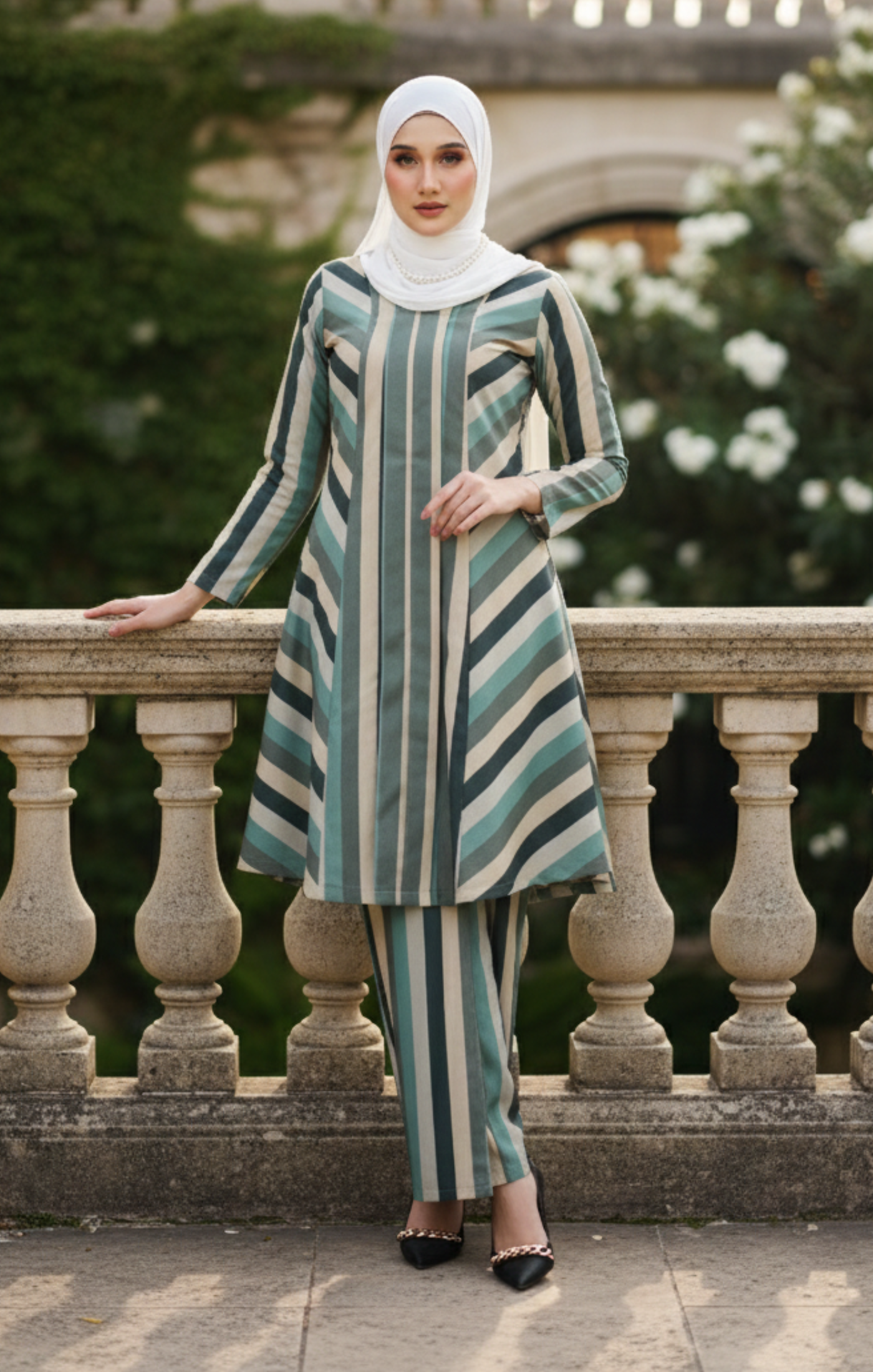 LIYANA 2.0 KEBARUNG LINEN | SMOKEY GREEN STRIPE