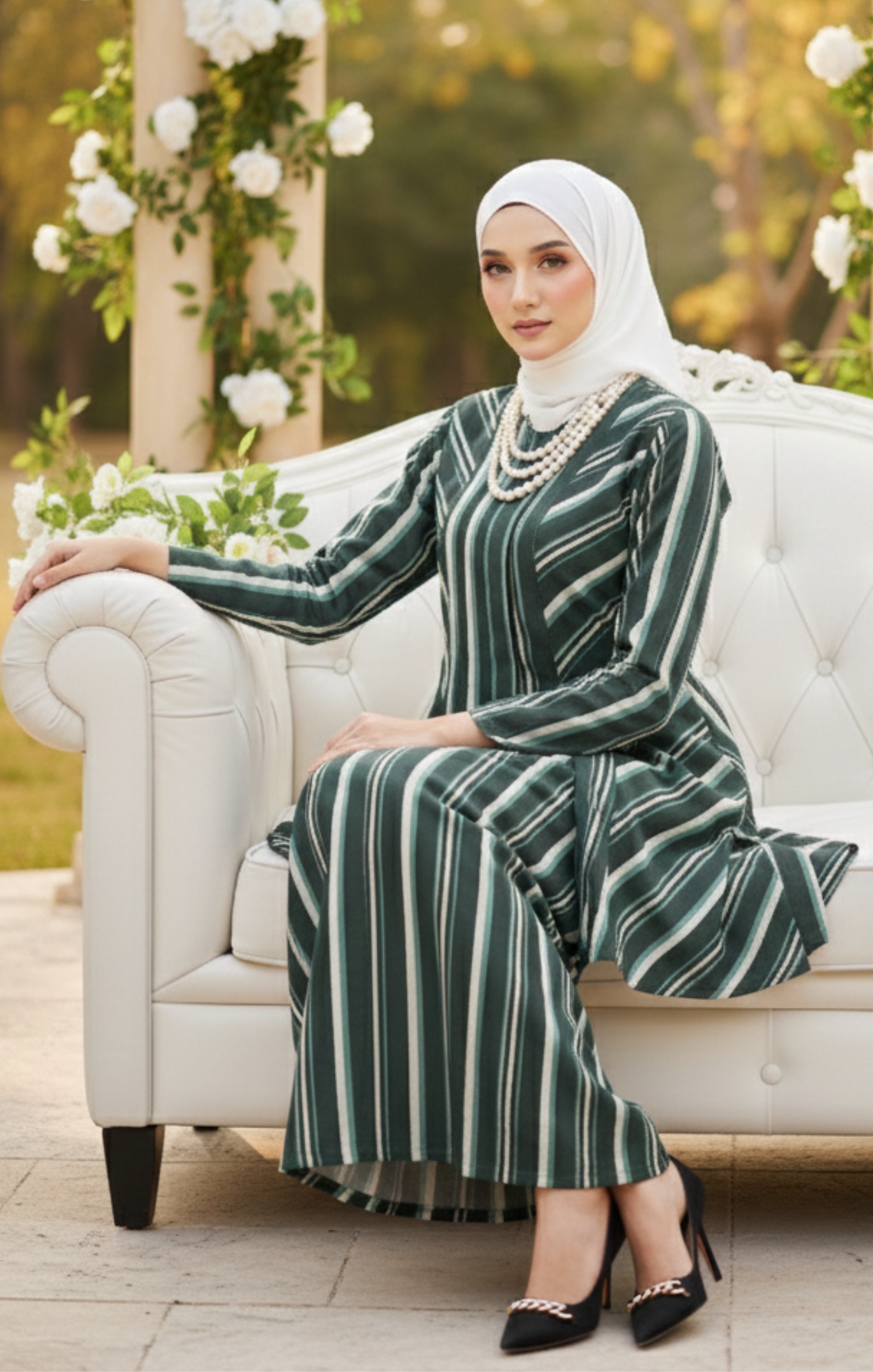 LIYANA 2.0 KEBARUNG LINEN | EMERALD GREEN STRIPE