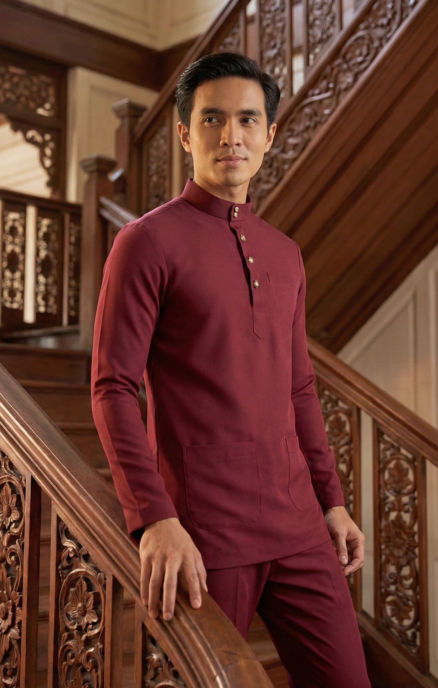 NAUFAL BAJU MELAYU CEKAK MUSANG | MAROON